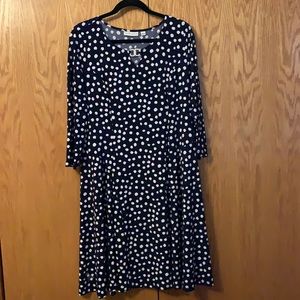 Susan Graver Dress, Navy & White, Size L, Slimming